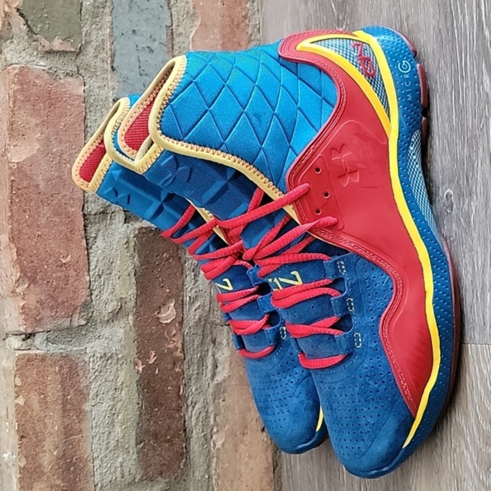 Under Armour Mens CN1 Superman Highlight Trainer Shoe Red Blue Yellow Sz 10.5 - Picture 1 of 12